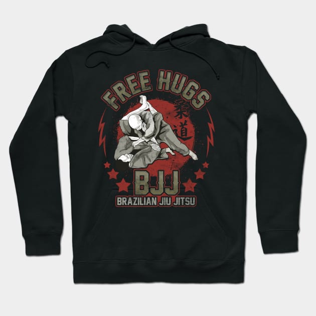 Funny Free Hugs Jiu Jitsu Pun BJJ Martial Arts Hoodie by theperfectpresents